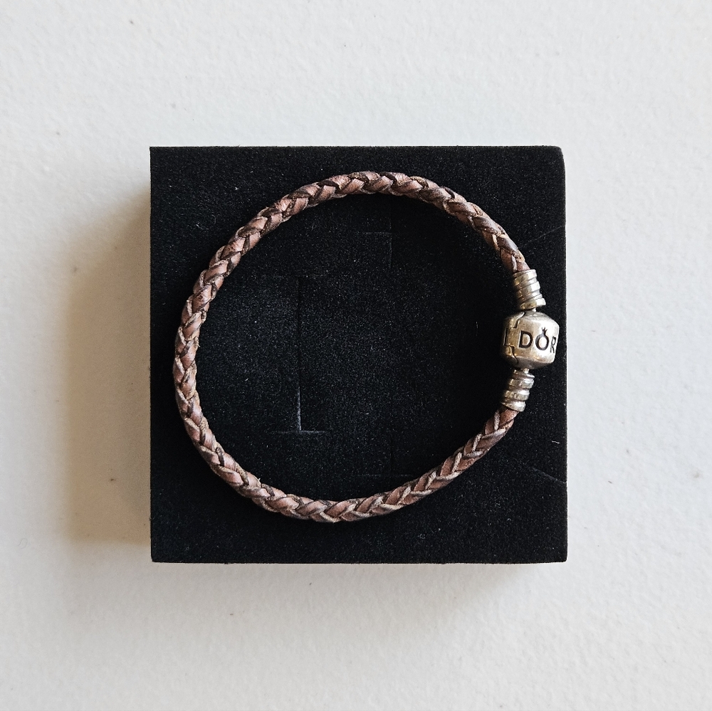 Pandora Dark Brown Leather Bracelet – 6.75" – Sterling Silver Clasp
